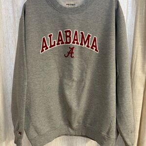 Pressbox Gray Crewneck with Red Alabama Script